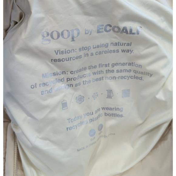 Goop by Ecoalf Womens Beige Hooded‎ 3/4 Sleeve Puffer Poncho Coat Jacket Size OS - Picture 12 of 12